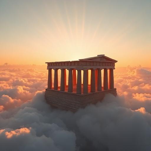Ancient temple floating in the clouds